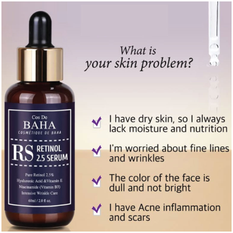 COS DE BAHA Retinol 2.5% Serum 30ml (RS)